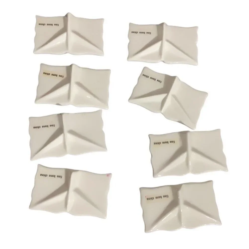 Name Place Tag Holders Fine Bone China Vintage White Blue Table Setting Set of 8